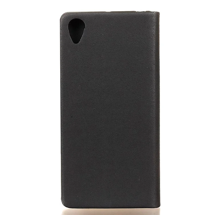 Two-color Leather Stand Case for Sony Xperia X - Black