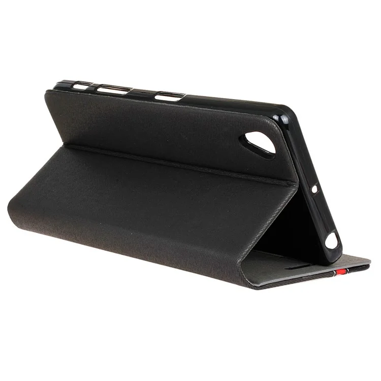 Two-color Leather Stand Case for Sony Xperia X - Black