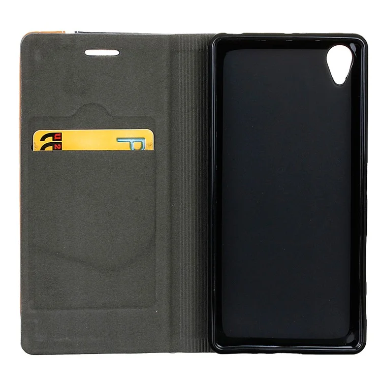 Two-color Leather Stand Case for Sony Xperia X - Black