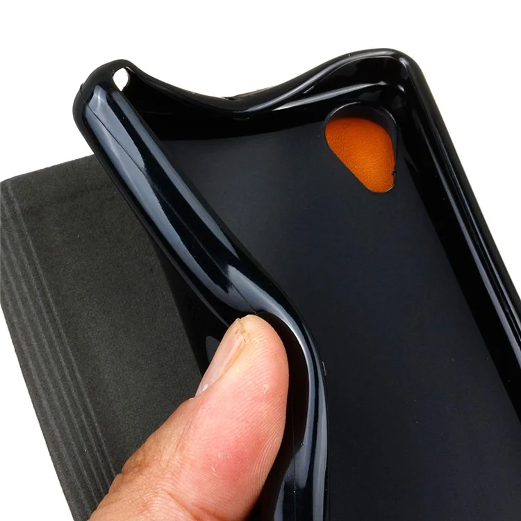 Two-color Leather Stand Case for Sony Xperia X - Black