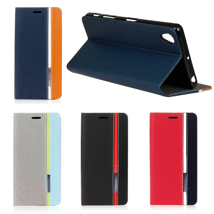 Two-color Leather Stand Case for Sony Xperia X - Black