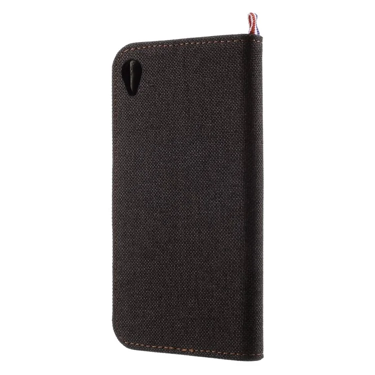 Denim Fabric Leather Flip Cover Case for Sony Xperia XA / XA Dual - Black