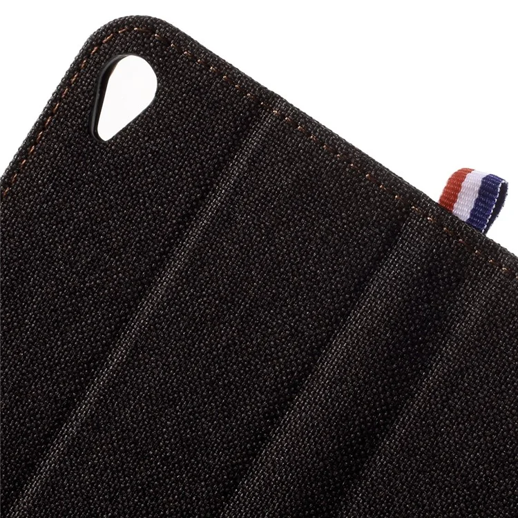 Denim Fabric Leather Flip Cover Case for Sony Xperia XA / XA Dual - Black