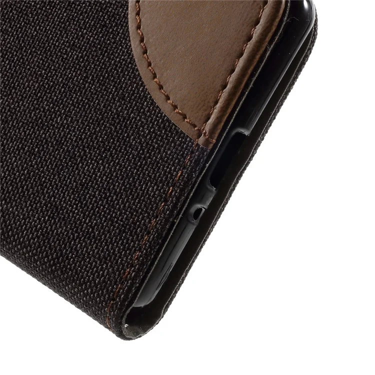 Denim Fabric Leather Flip Cover Case for Sony Xperia XA / XA Dual - Black