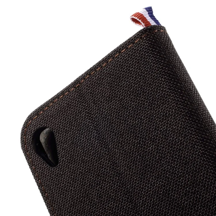 Denim Fabric Leather Flip Cover Case for Sony Xperia XA / XA Dual - Black