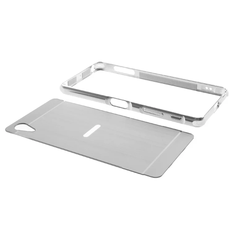 Sliding Metal Frame Plastic Back Case for Sony Xperia X Performance - Silver