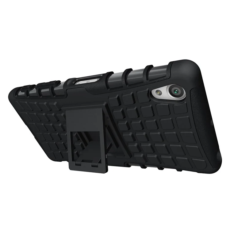 Anti-slip PC + TPU Kickstand Phone Case for Sony Xperia X - Black
