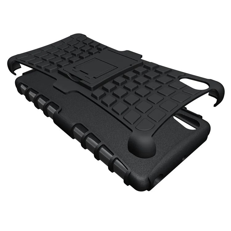 Anti-slip PC + TPU Kickstand Phone Case for Sony Xperia X - Black