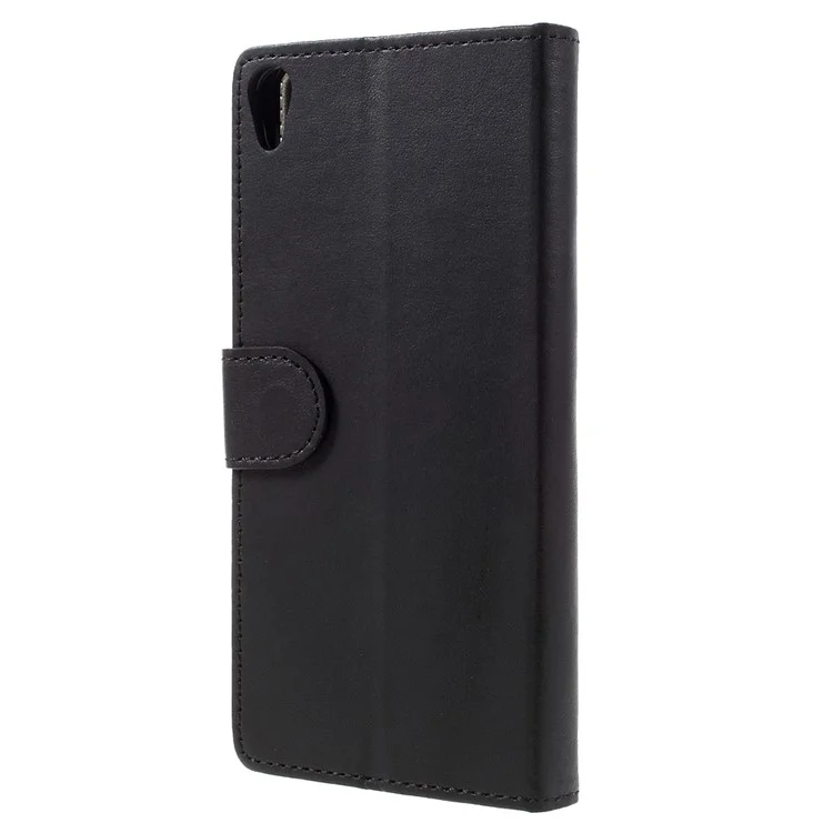 Leather Wallet Stand Cover for Sony Xperia E5 - Black