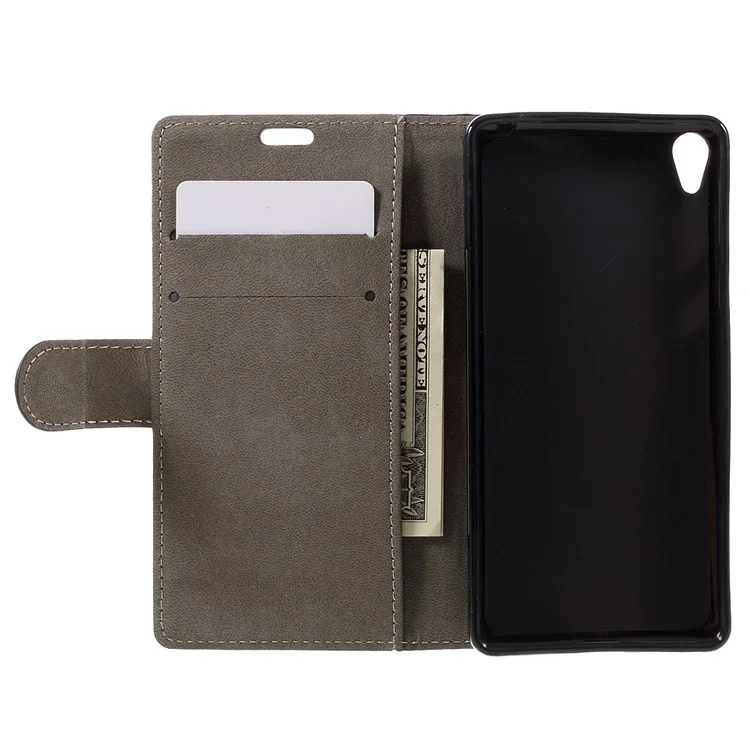 Leather Wallet Stand Cover for Sony Xperia E5 - Black