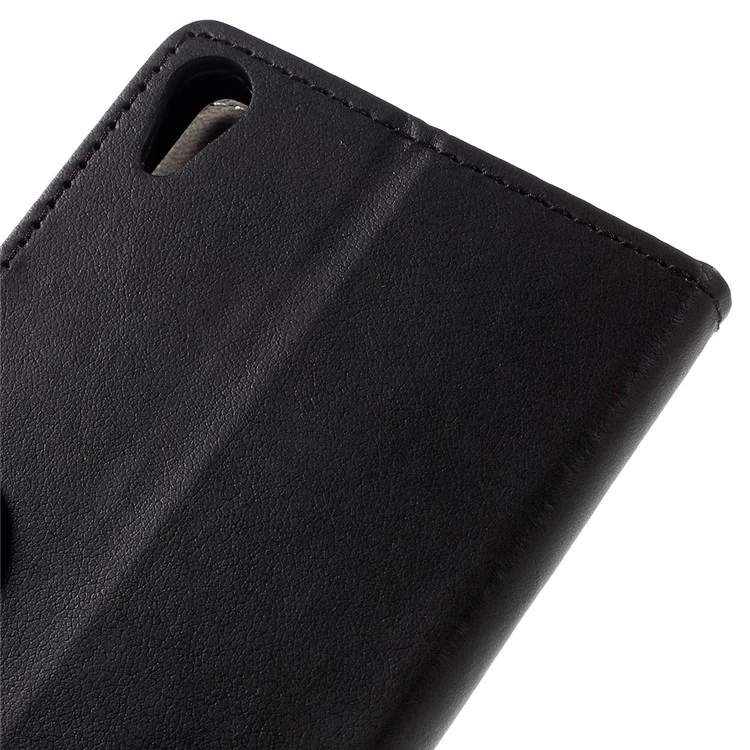 Leather Wallet Stand Cover for Sony Xperia E5 - Black