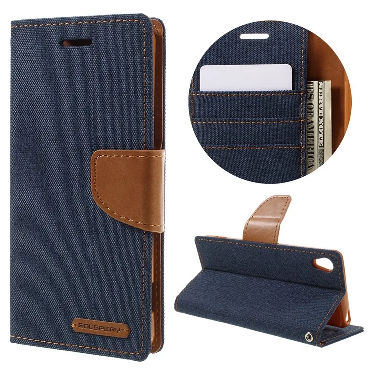 MERCURY GOOSPERY for Sony Xperia XA/XA Dual Canvas Leather Shell - Dark Blue