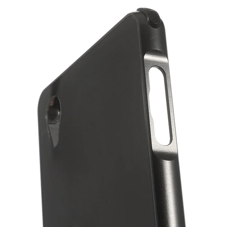Slide-on Metal Bumper Brushed Plastic Back Case for Sony Xperia X - Black