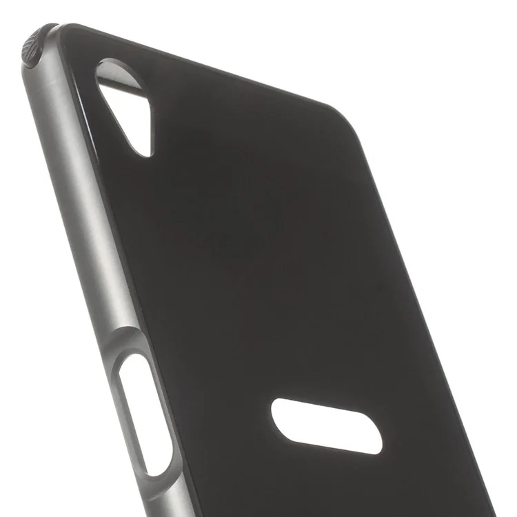 Slide-on Metal Bumper Brushed Plastic Back Case for Sony Xperia X - Black