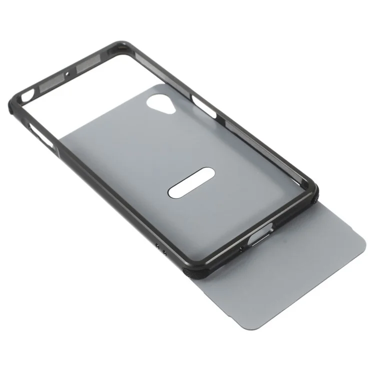 Slide-on Metal Bumper Brushed Plastic Back Case for Sony Xperia X - Black