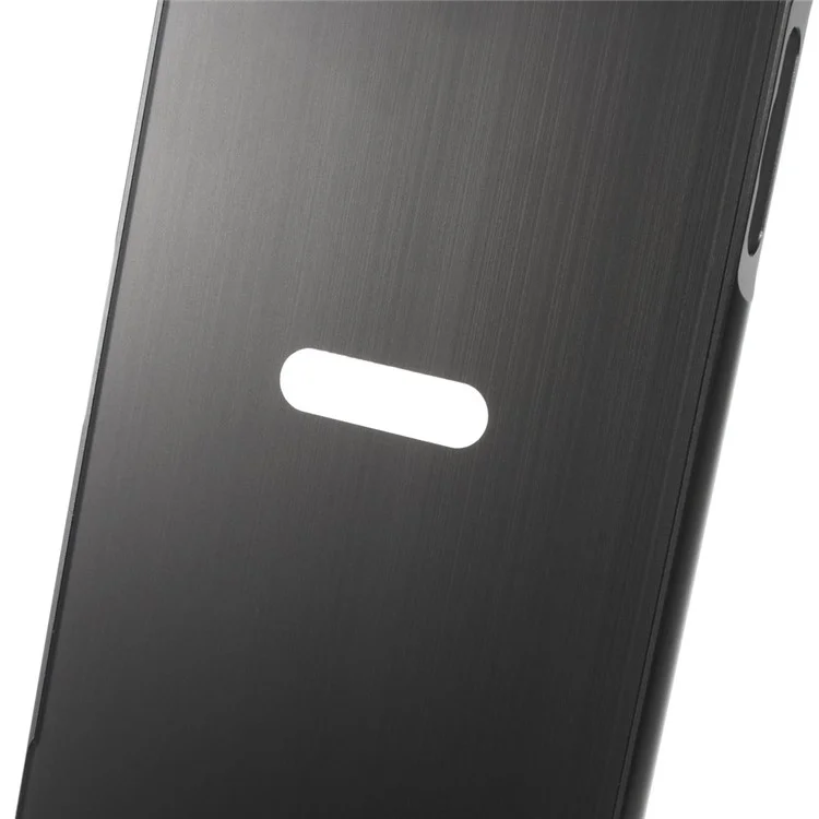 Slide-on Metal Bumper Brushed Plastic Back Case for Sony Xperia X - Black