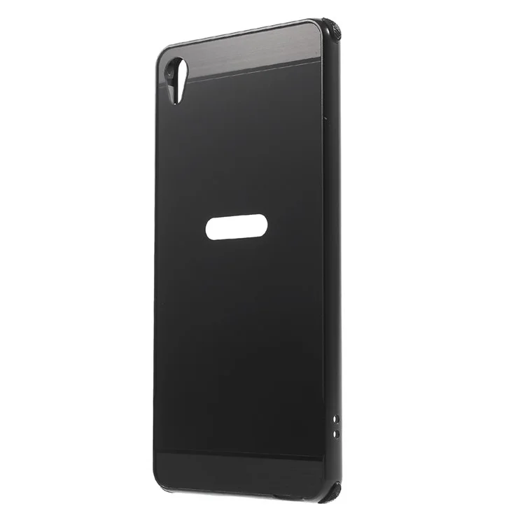Slide-on Brushed PC Plate + Metal Bumper Hybrid Case for Sony Xperia XA / XA Dual - Black