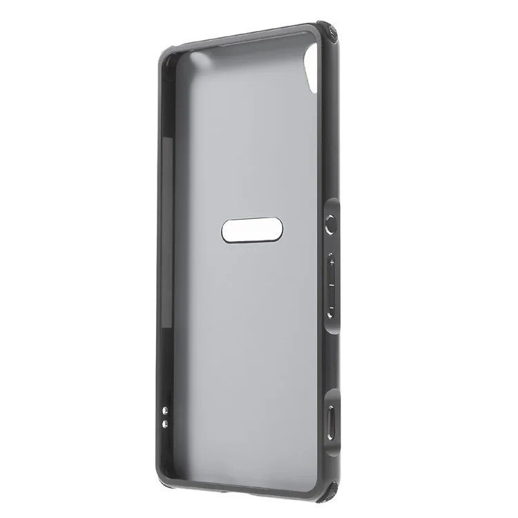 Slide-on Brushed PC Plate + Metal Bumper Hybrid Case for Sony Xperia XA / XA Dual - Black