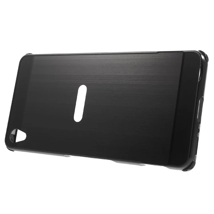 Slide-on Brushed PC Plate + Metal Bumper Hybrid Case for Sony Xperia XA / XA Dual - Black