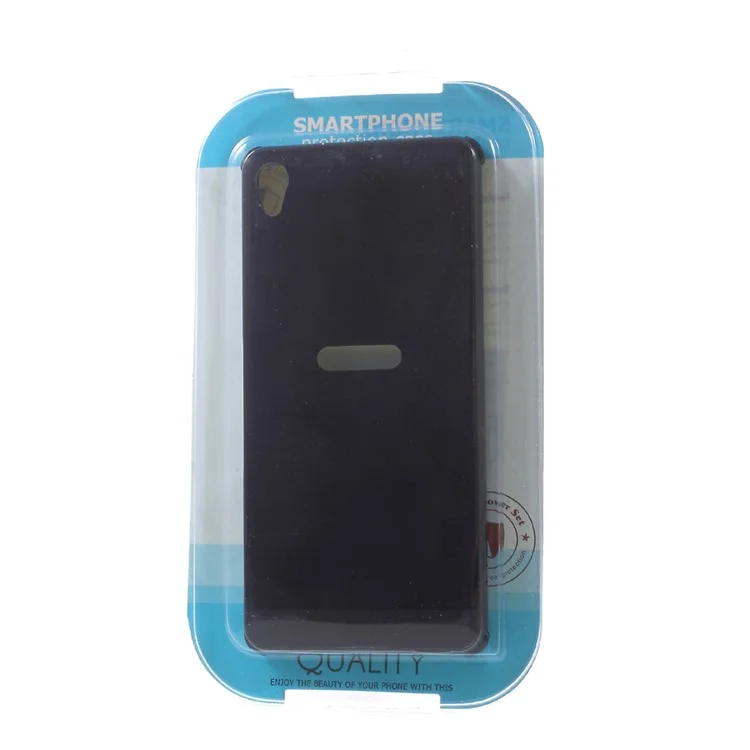 Slide-on Brushed PC Plate + Metal Bumper Hybrid Case for Sony Xperia XA / XA Dual - Black