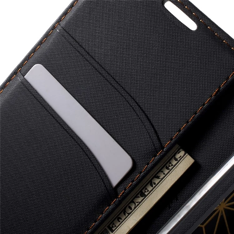 ROAR KOREA Twill Grain Wallet Stand Leather Case for Sony Xperia XA / XA Dual - Black