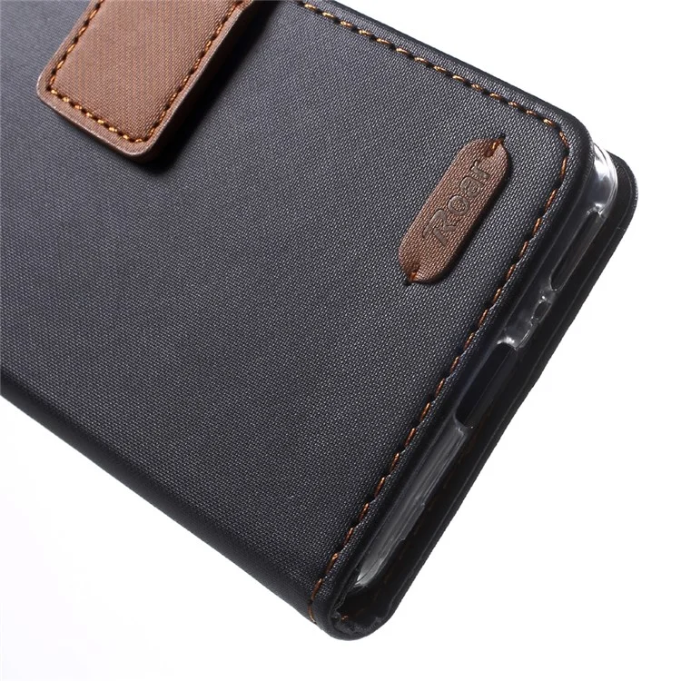 ROAR KOREA Twill Grain Wallet Stand Leather Case for Sony Xperia XA / XA Dual - Black