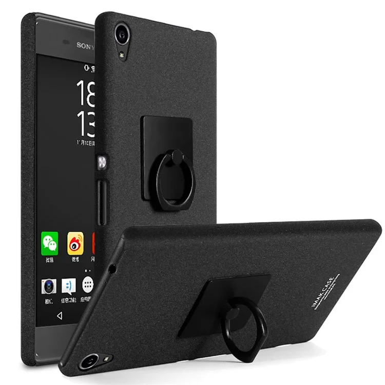 IMAK Matte Hard PC Case with Ring Kickstand for Sony Xperia XA Ultra - Black