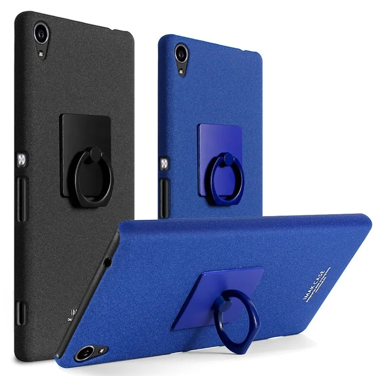 IMAK Matte Hard PC Case with Ring Kickstand for Sony Xperia XA Ultra - Black