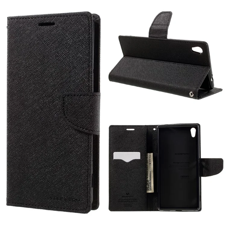 MERCURY GOOSPERY Leather Wallet Case for Sony Xperia XA Ultra - Black