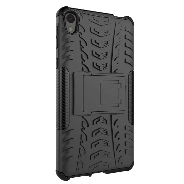 Anti-slip PC + TPU Hybrid Case for Sony Xperia E5 with Kickstand - Black