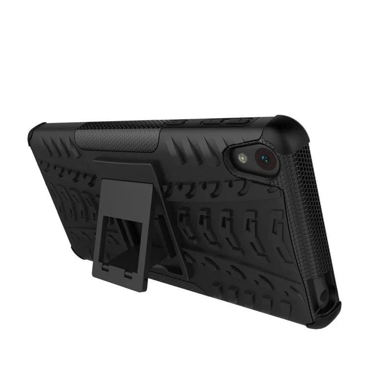 Anti-slip PC + TPU Hybrid Case for Sony Xperia E5 with Kickstand - Black