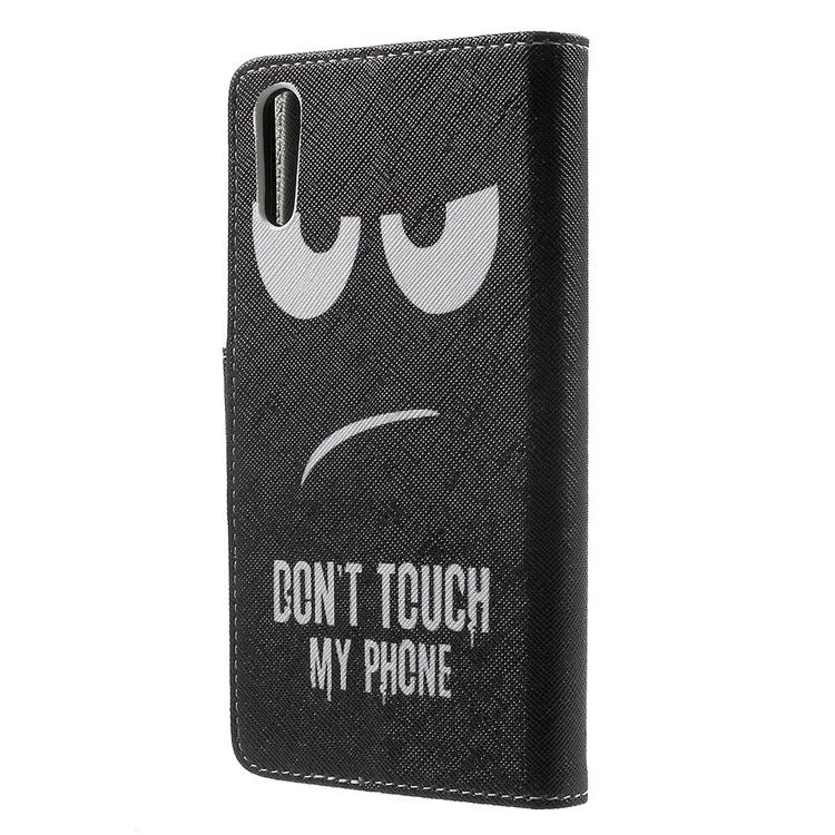 Patterned Leather Wallet Case for Sony Xperia XZs / XZ - Angry Face and Warning Words