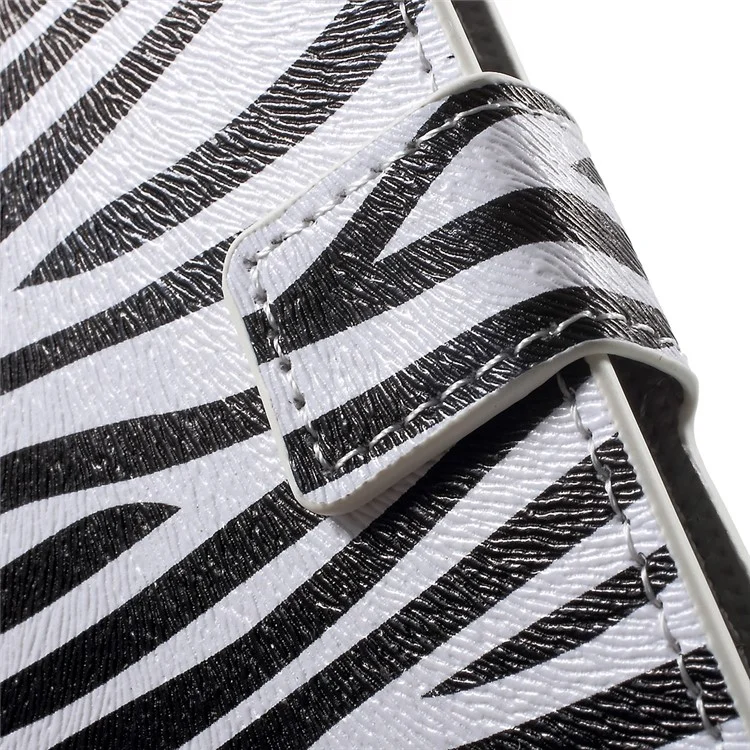 Patterned Leather Wallet Stand Case for Sony Xperia XZs / XZ - Zebra Grain