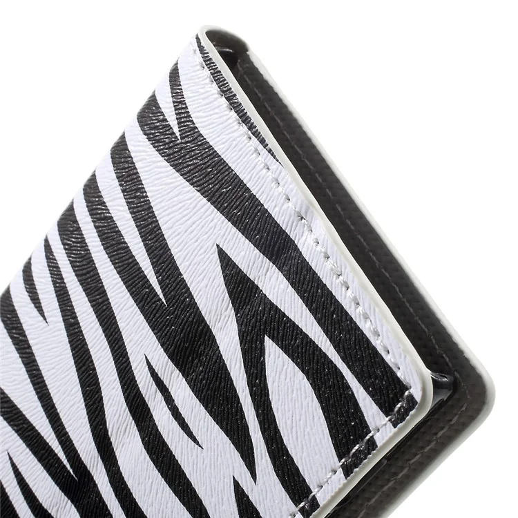 Patterned Leather Wallet Stand Case for Sony Xperia XZs / XZ - Zebra Grain