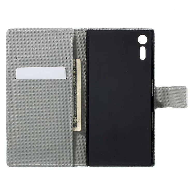 Patterned Leather Wallet Stand Cover for Sony Xperia XZs / XZ - Blue Butterfly
