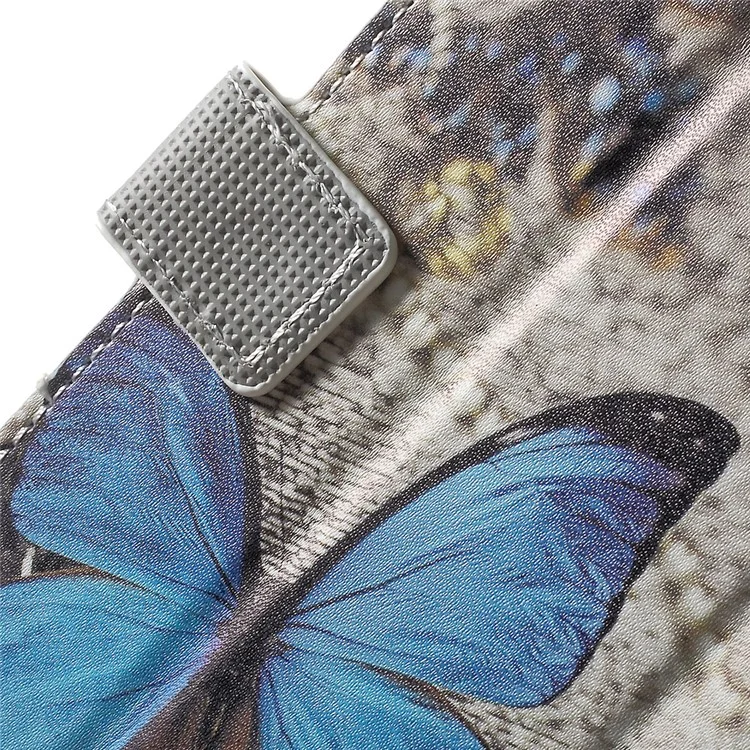 Patterned Leather Wallet Stand Cover for Sony Xperia XZs / XZ - Blue Butterfly
