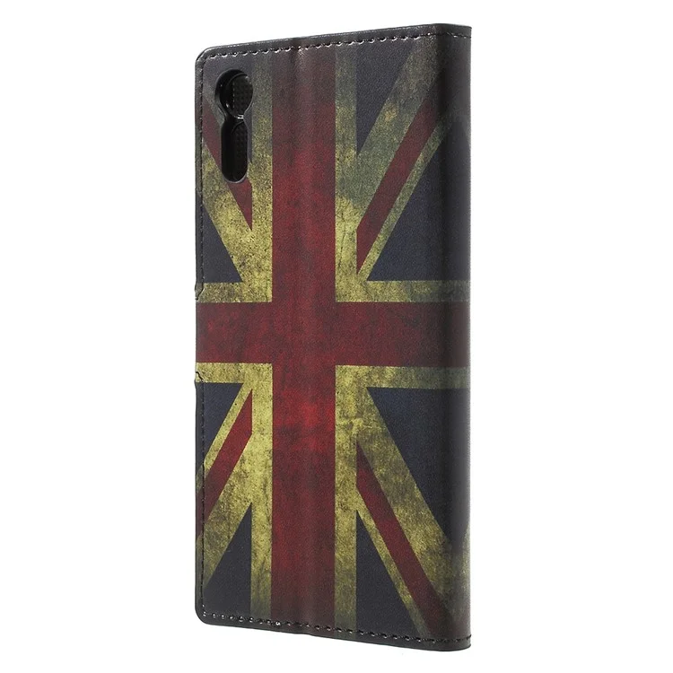 Patterned Leather Wallet Stand Protective Case for Sony Xperia XZs / XZ - Vintage UK Flag