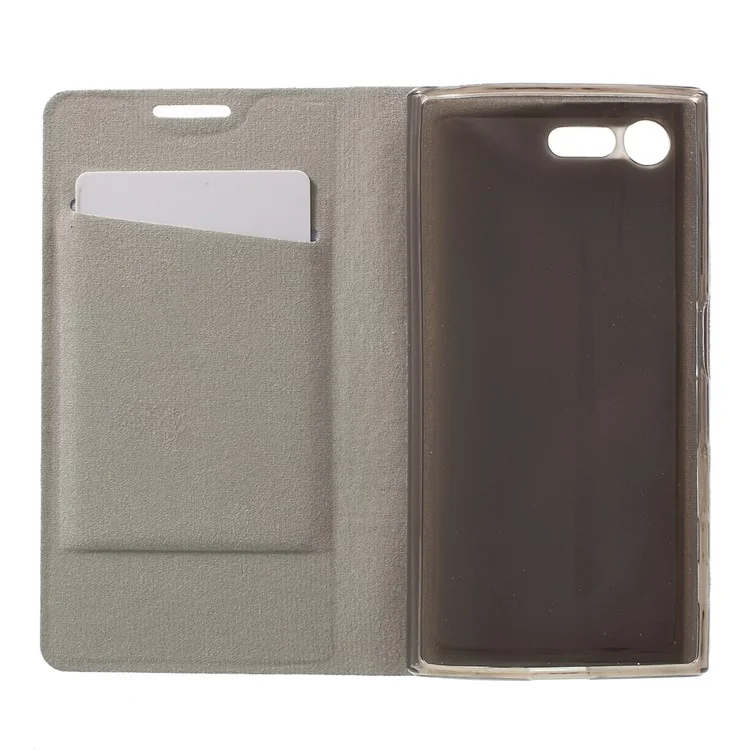 Cross Texture Leather Card Holder Case for Sony Xperia X Compact - Grey
