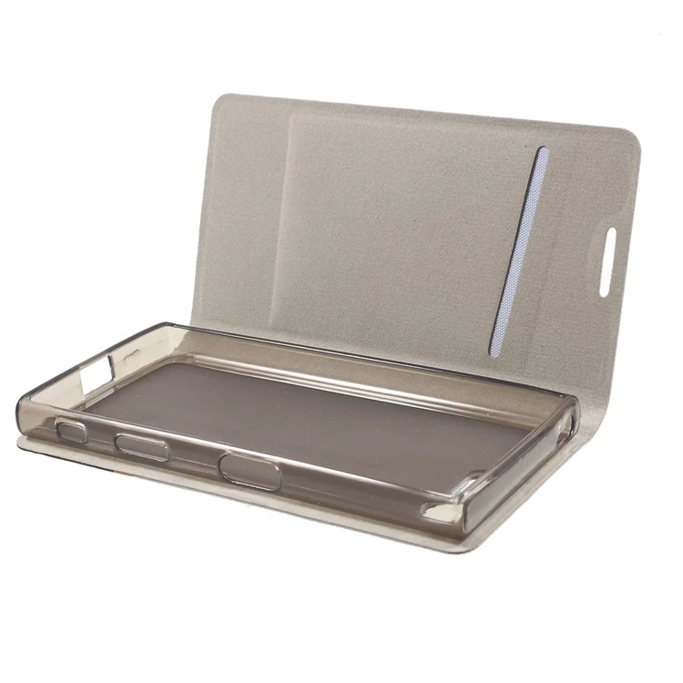 Cross Texture Leather Card Holder Case for Sony Xperia X Compact - Grey