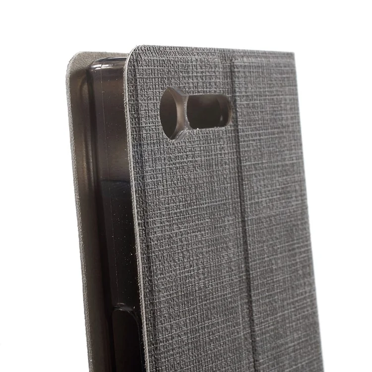 Cross Texture Leather Card Holder Case for Sony Xperia X Compact - Grey
