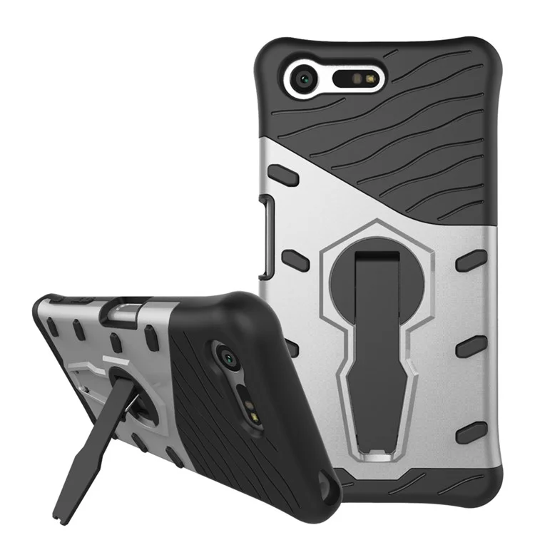 Armor PC + TPU Hybrid Kickstand Case for Sony Xperia X Compact - Silver