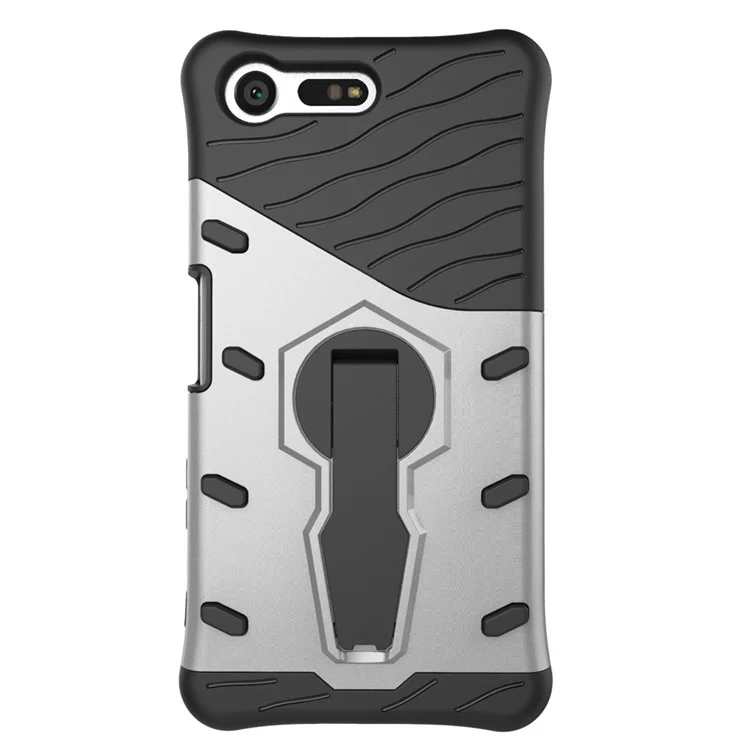 Armor PC + TPU Hybrid Kickstand Case for Sony Xperia X Compact - Silver