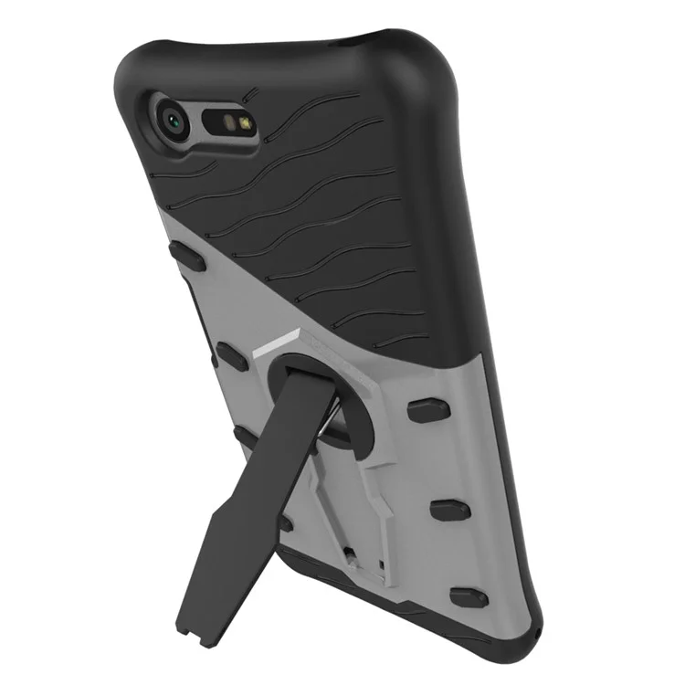 Armor PC + TPU Hybrid Kickstand Case for Sony Xperia X Compact - Silver