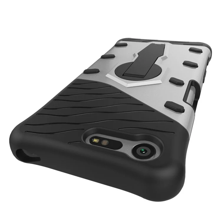 Armor PC + TPU Hybrid Kickstand Case for Sony Xperia X Compact - Silver