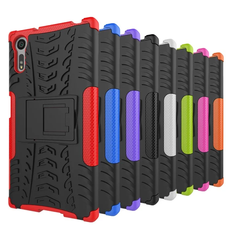 Anti-slip PC + TPU Hybrid Case with Kickstand for Sony Xperia XZs / XZ - Black