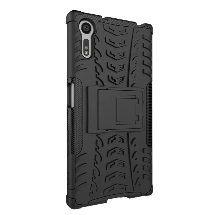 Anti-slip PC + TPU Hybrid Case with Kickstand for Sony Xperia XZs / XZ - Black