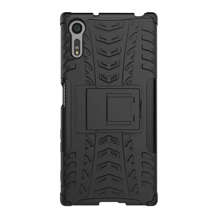 Anti-slip PC + TPU Hybrid Case with Kickstand for Sony Xperia XZs / XZ - Black