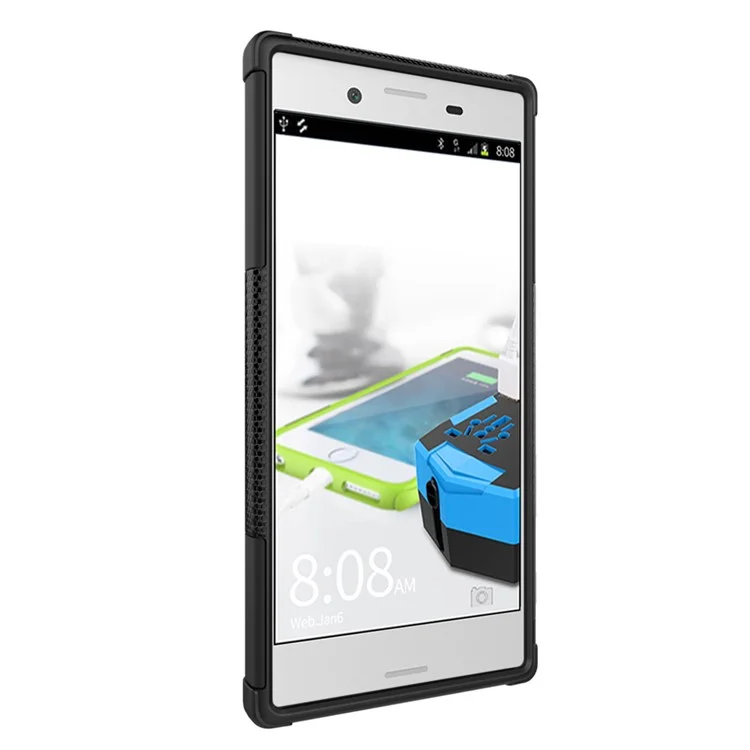 Anti-slip PC + TPU Hybrid Case with Kickstand for Sony Xperia XZs / XZ - Black