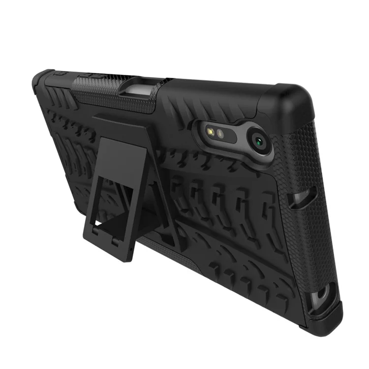 Anti-slip PC + TPU Hybrid Case with Kickstand for Sony Xperia XZs / XZ - Black