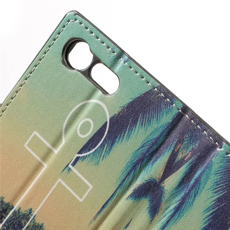 Patterned Leather Wallet Case for Sony Xperia X Compact - Anchor